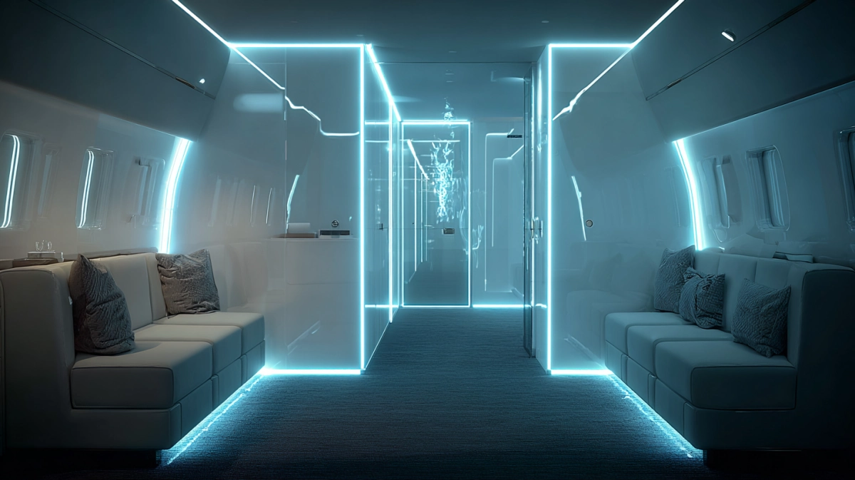 Entry and hallway engineering environment in VIP aircraft cabin