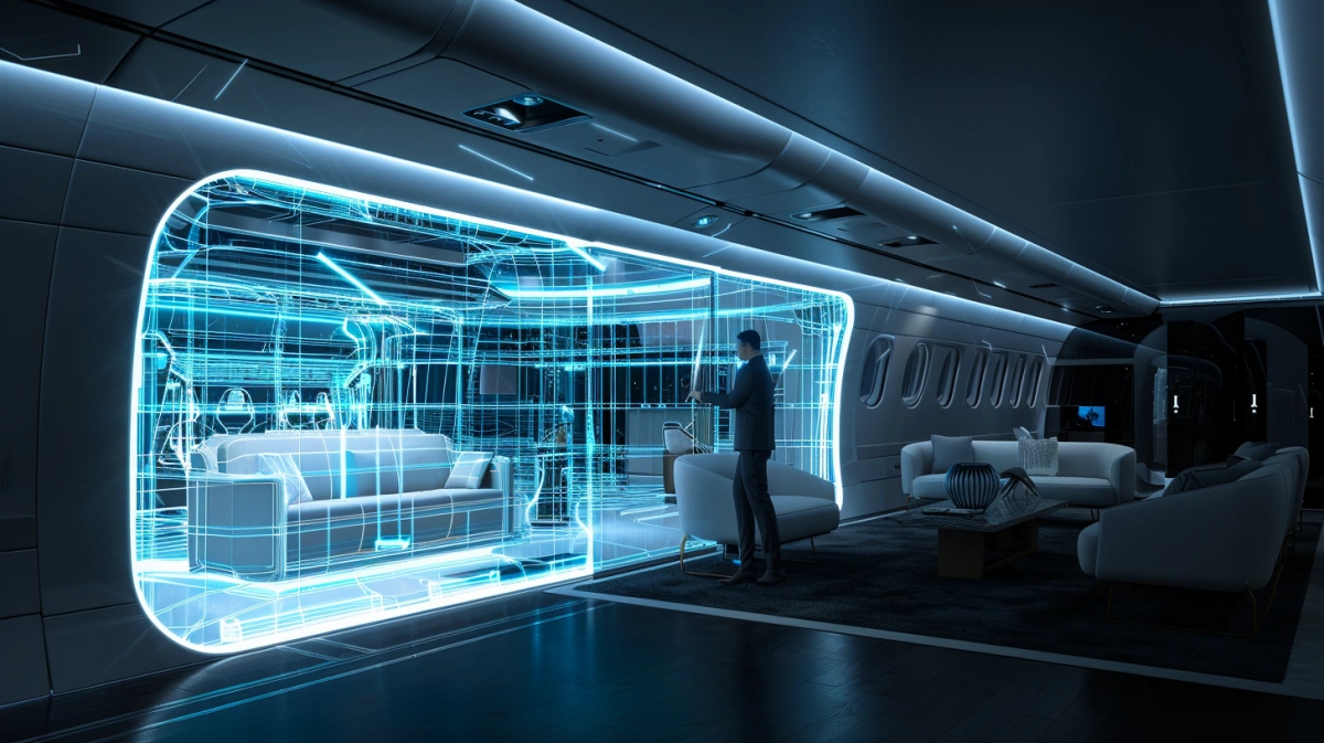 Engineering collaboration scene for VIP aircraft cabin program