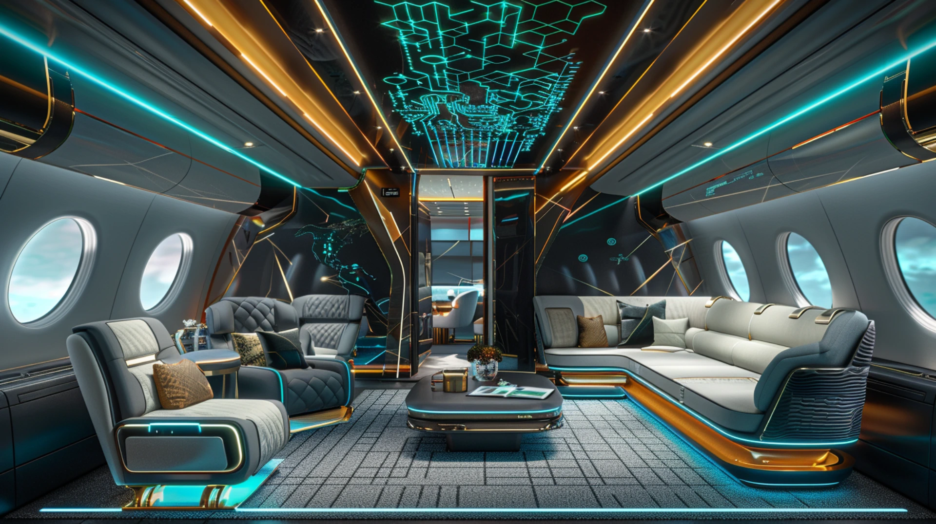 VIP aircraft cabin interior for engineering work-packages