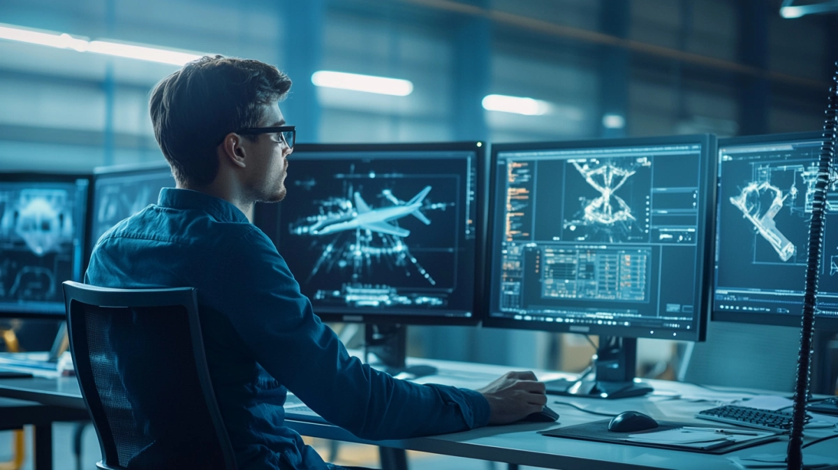 Professional engineer is sitting at their desk