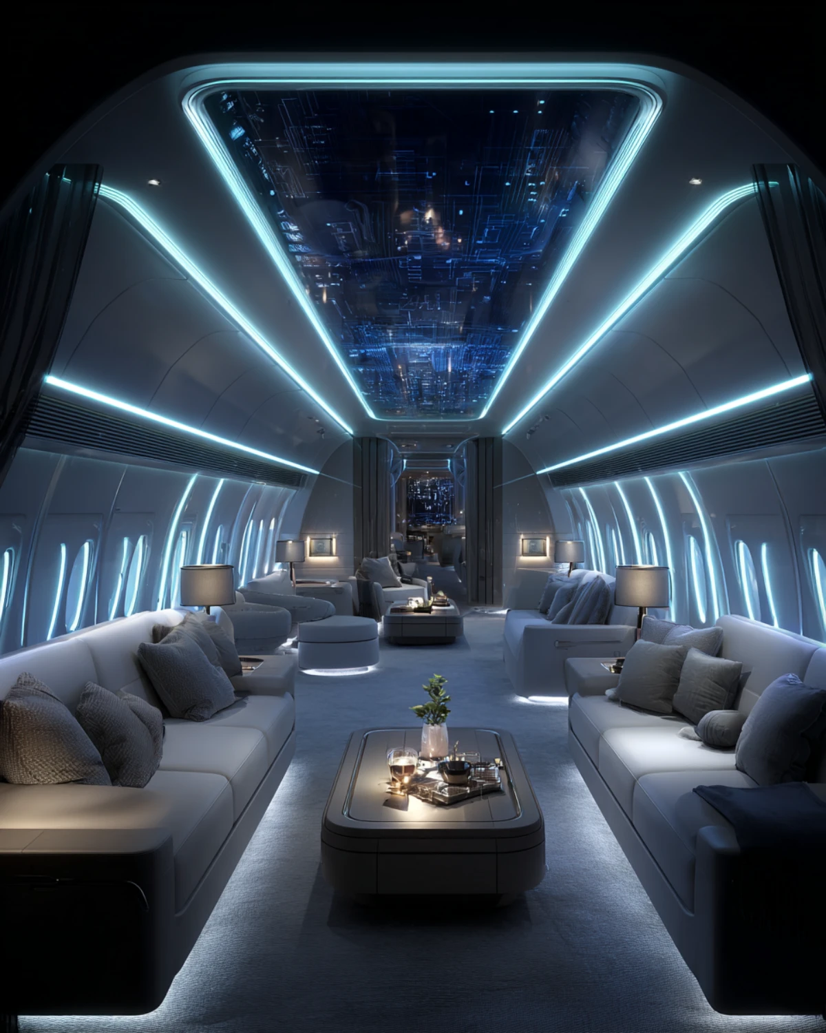 VIP aircraft engineering visual representing single aisle and wide body platforms