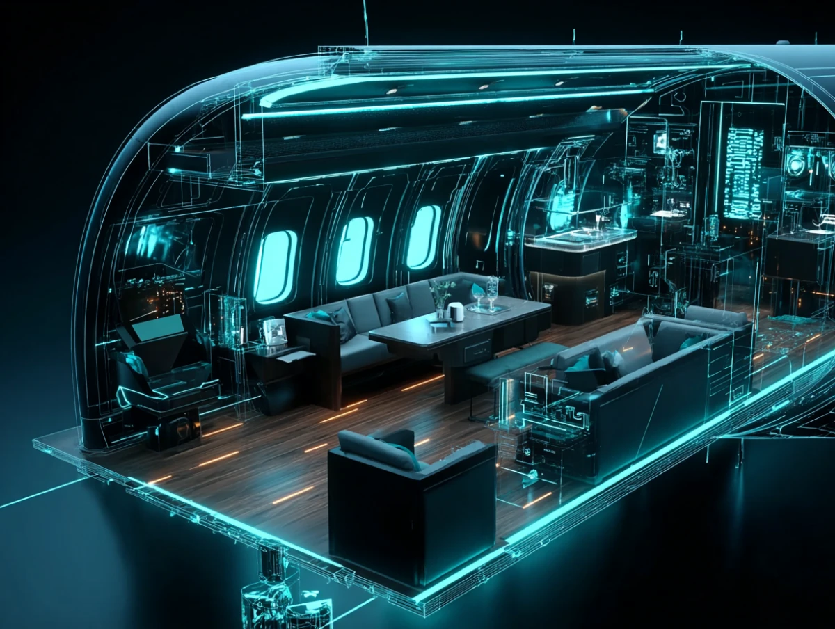 VIP aircraft cabin bespoke furniture configuration